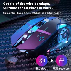 Rato recarregável bluetooth com fio pc gamer mouse computador gaming mouse ergo - MODERNO TECH