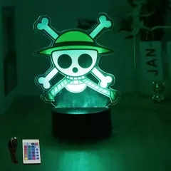 Imagem do Ações figura uma peça luffy zoro anime figuras 3d lâmpada pvc ação coleção modelo brinquedos led night light criança presente de natal