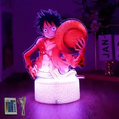 Imagem do Ações figura uma peça luffy zoro anime figuras 3d lâmpada pvc ação coleção modelo brinquedos led night light criança presente de natal
