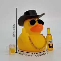 Engraçado dedo médio pato painel do carro decoração legal pato de borracha c na internet