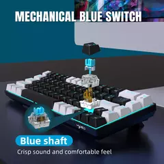 Imagem do Teclado mecânico para jogos, LED retroiluminado, Interruptor azul, Ergonômico