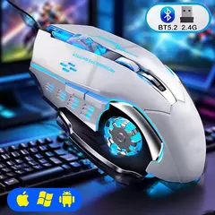 Rato recarregável bluetooth com fio pc gamer mouse computador gaming mouse ergo - comprar online