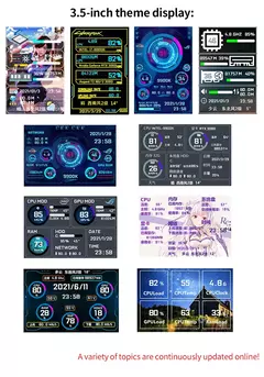 IPS Tipo C Tela Secundária para Computador, CPU, GPU, RAM, Display HDD, 320x480 - MODERNO TECH