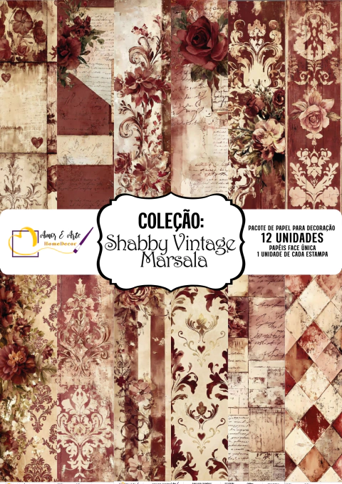 Kit completo coleção Shabby Vintage Marsala