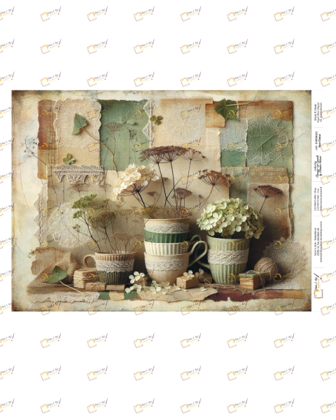 E-FC012/1 - Papel Scrapbook face única, Florescer com Camomila