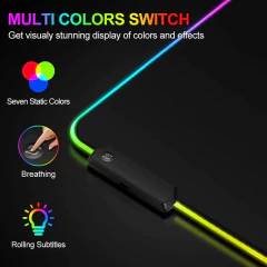 Mouse pad para gamer, mouse rápido, led, 7 linhas rgb, 300mm x 800mm - comprar online