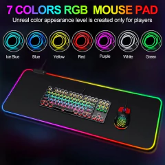 Mouse pad para gamer, mouse rápido, led, 7 linhas rgb, 300mm x 800mm