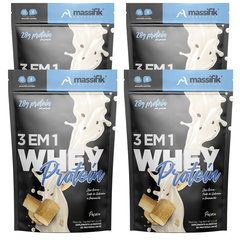 Kit 4 Whey Protein 3 em 1 - Massifik - Paçoca (KIT4MASSIFIK1KG-PACOCA)