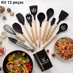Kit 65046preto 12 Conjunto Utensílios Silicone Colher Preto 65046 - comprar online