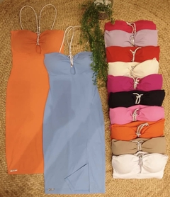 Vestido alça brilho canelado