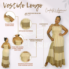 Vestido Longo com Elastex Nude - Secret Garden Oficial