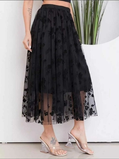 Saia Feminina Longa Floral Tule 2 Camadas - loja online
