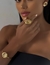 Conjunto Bracelete, Brinco e Anel botton martelado em Ouro 18k - comprar online
