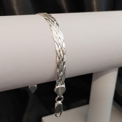 PULSEIRA LUXUOSA TRANÇADA 5 FIOS PRATA 925