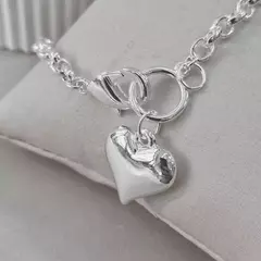 PULSEIRA CORAÇÃO FOLHEADA EM PRATA 925.