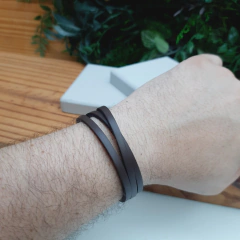 Pulseira 3 Voltas Couro Marrom - comprar online