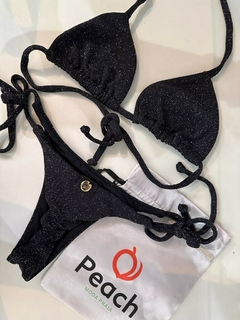 CONJUNTO LUAR - TOP DE CORTININHA E CALCINHA DE AMARRAR - Peach Moda Praia