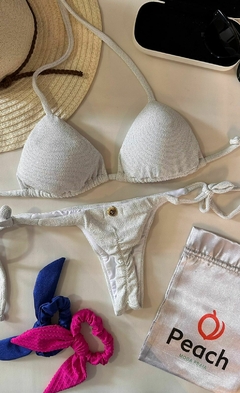 CONJUNTO BRISA DO MAR - TOP DE CORTININHA E CALCINHA DE AMARRAR