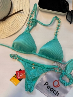 CONJUNTO GREEN APPLE - TOP CORTININHA E CALCINHA COM ARGOLAS