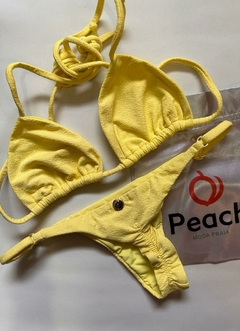 CONJUNTO SOL DOURADO - TOP CORTININHA E CALCINHA DE REGULAGEM - Peach Moda Praia