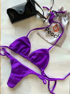 CONJUNTO VIOLETA - TOP DE CORTININHA E CALCINHA DE AMARRAR - comprar online