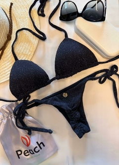 CONJUNTO LUAR - TOP DE CORTININHA E CALCINHA DE AMARRAR