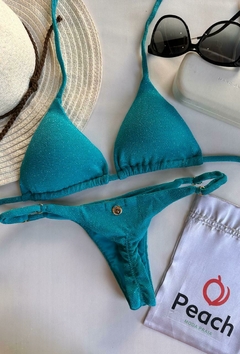 CONJUNTO BLUEBERRY - TOP CORTININHA E CALCINHA DE REGULAGEM - Peach Moda Praia