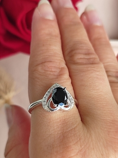 Anillo Corazón Negro en Plata 925 - comprar online