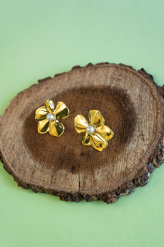 Aritos Flor con perla - tienda online