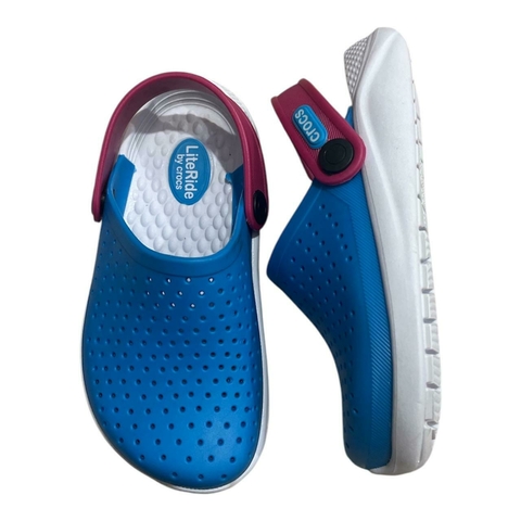 Crocs Infantil Feminino LiteRide Azul/Rosa - comprar online