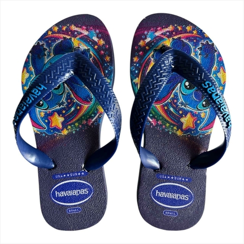 Chinelo Masculino Infantil Havaianas - Stitch Sola Preta 002 - comprar online