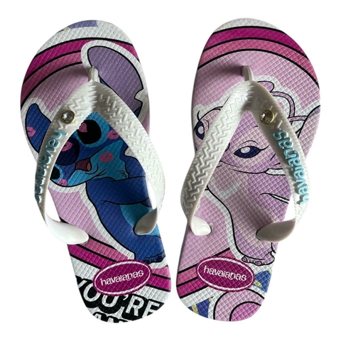 Chinelo Feminino Infantil Havaianas Tira Larga Ponto de Luz - Stitch 002 - comprar online