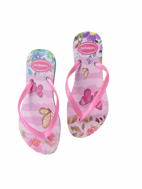 Chinelo Femininino Adulto Havaianas Coleção Transfer - Listras Borboletas - comprar online