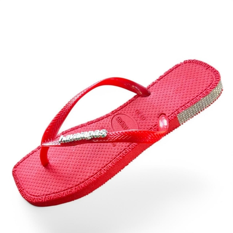 Chinelo Feminino Adulto Havaianas Rubber Strass - Vermelho Promoção - comprar online