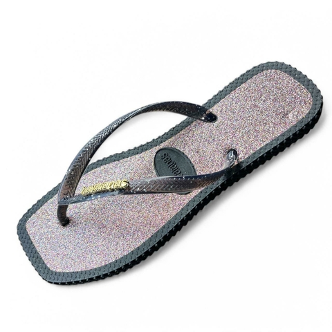 Chinelo Feminino Adulto Havaianas Glitter Brilhar Slim - Preto - comprar online