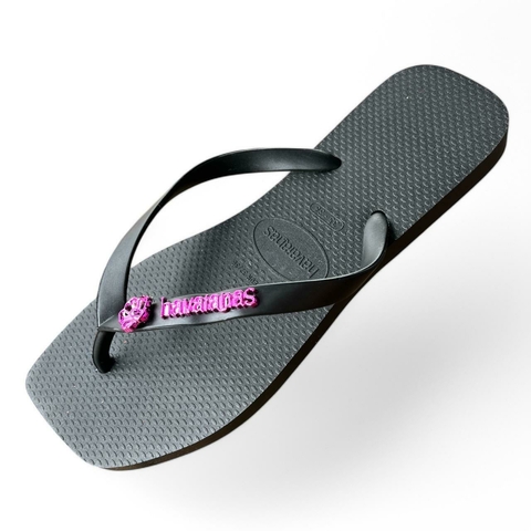 Chinelo Feminino Adulto Havaianas Piercing Flor - Preto - comprar online