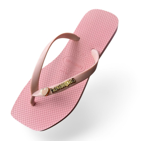Chinelo Feminino Adulto Havaianas Piercing Coração - Rosa BB - comprar online