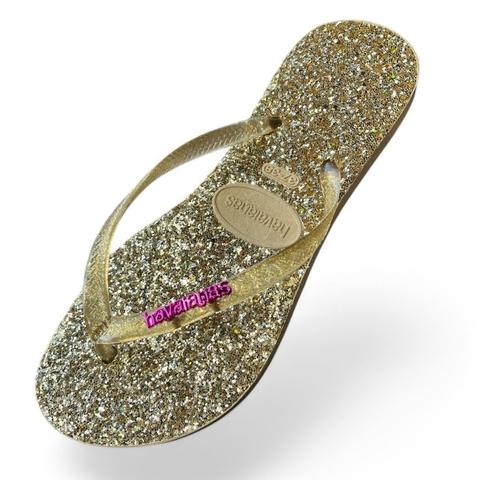 Chinelo Feminino Adulto Havaianas Glitter Brilhar - Dourado promoção - comprar online
