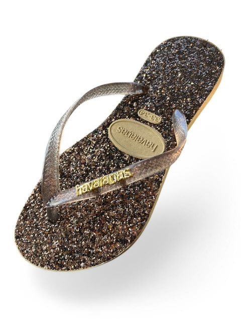 Chinelo Feminino Adulto Havaianas Glitter Brilhar - Caramelo promoção - comprar online