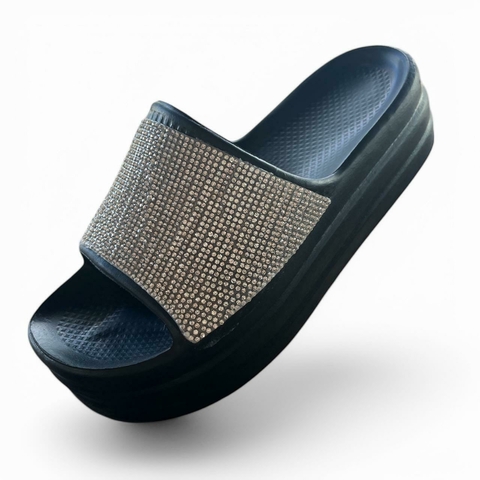 Slide Plataforma Strass Adulto Feminino Nuvem EVA - Preto - comprar online