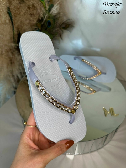 Chinelo Feminino Adulto Marajó Correntinha Bico redondo Havaianas -Branco - comprar online
