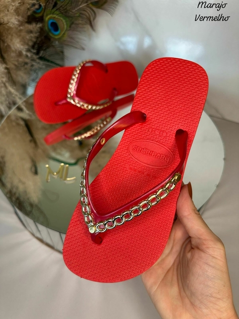 Chinelo Feminino Adulto Marajó Correntinha Bico redondo Havaianas -Vermelha - comprar online