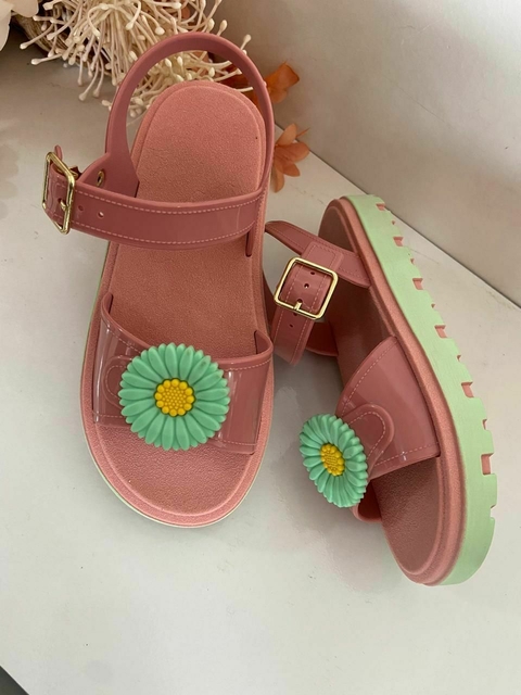 Sandália Infantil Feminino Florzinha - Salmão - comprar online