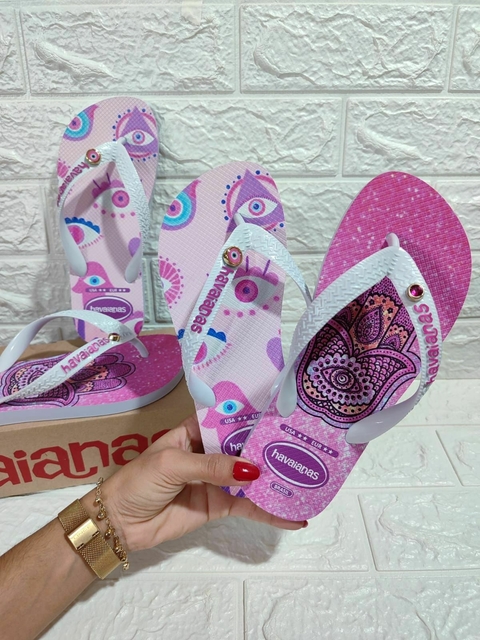 Chinelo Feminino Adulto Tira Larga Olho Grego Rosa - 105 - comprar online
