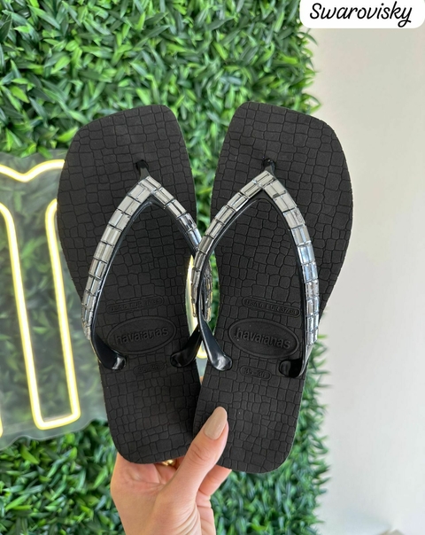 Chinelo Feminino Adulto Bico Quadrado Swarosvisk - Preto - comprar online