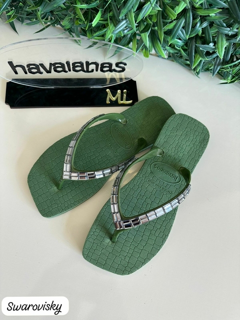 Chinelo Feminino Adulto Bico Quadrado Swarosvisk - Verde Musgo - comprar online