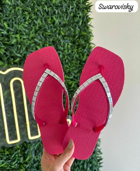 Chinelo Feminino Adulto Bico Quadrado Swarosvisk - Pink - comprar online