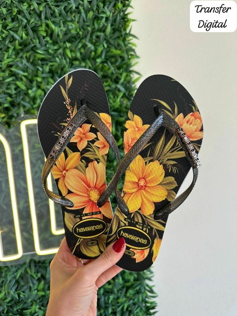 Chinelo Femininino Adulto Havaianas Coleção Transfer - Flor Amarela - comprar online