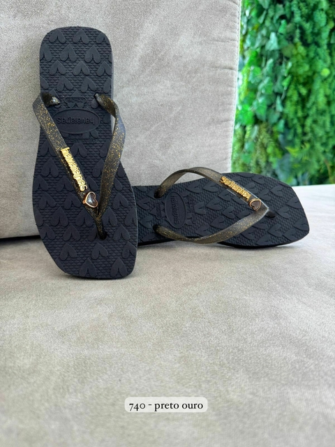 Chinelo Femininino Adulto Havaianas Micro Lovers - Preto/Glitter - comprar online