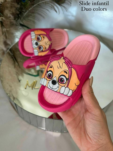 Chinelo Feminino Infantil Slide Duo Colors Skay Patrulha Canina - Azul e Rosa - comprar online
